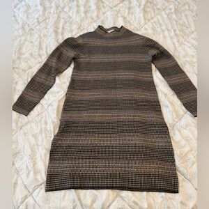 Brown & Black Long Sleeve Dress